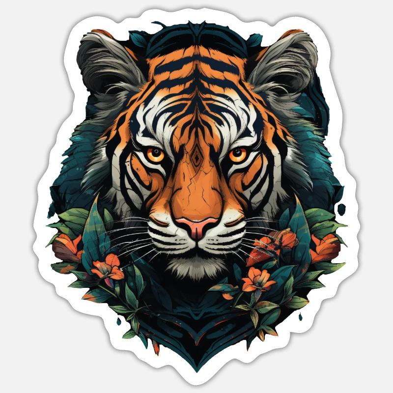 Le tigre se cache - Sticker taille S (10 x 10 cm) - blanc mat