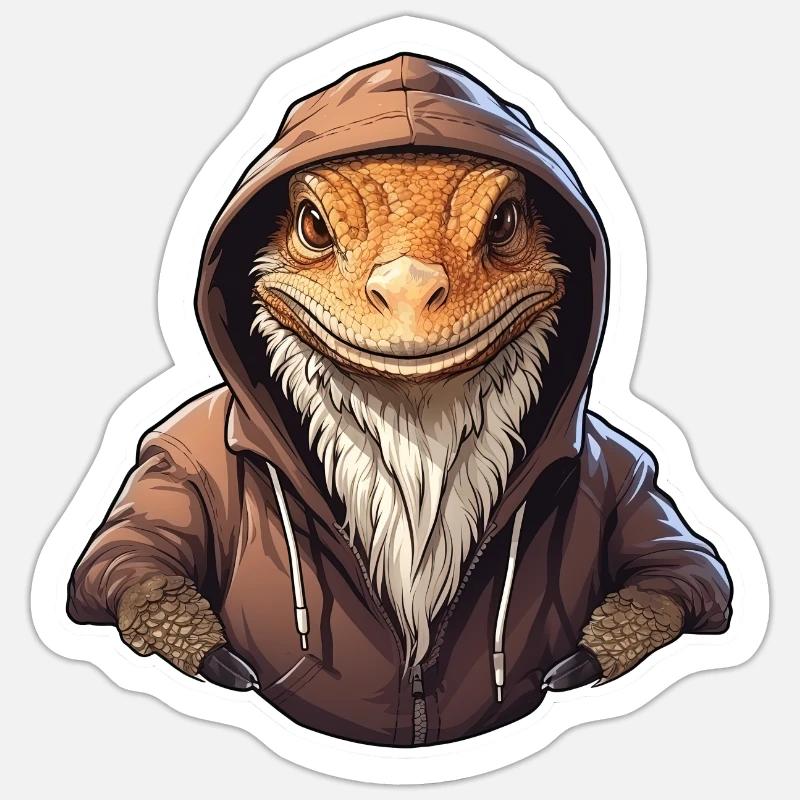 Coole Bartagame in Freizeitkleidung Sticker Größe S (10 x 10 cm)