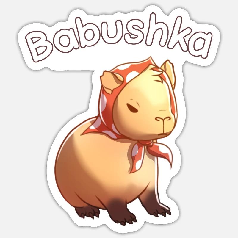Babushkapybara Babushka Capybara Sticker Größe S (10 x 10 cm)
