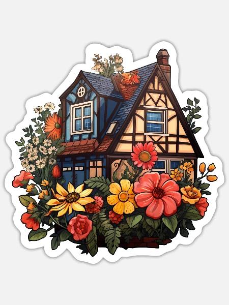 Ernhaus Blumen - Sticker Größe S (10 x 10 cm) - Mattweiß