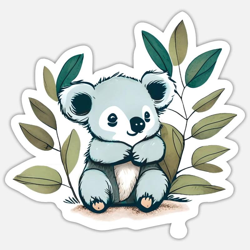 Koala bear with eucalyptus leaves Sticker size S (10 x 10 cm)
