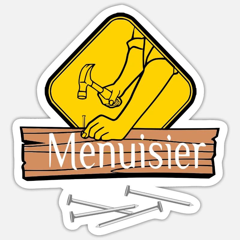 Menuisier - Sticker taille S (10 x 10 cm) - blanc mat