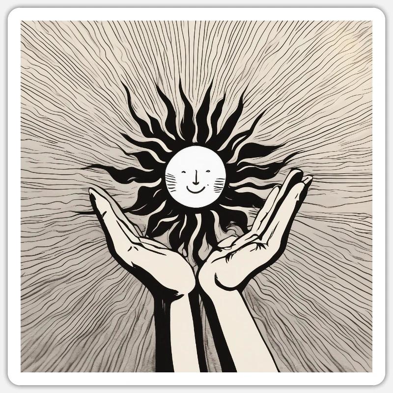 Umarme die Sonne - Sticker Größe S (10 x 10 cm) - Mattweiß