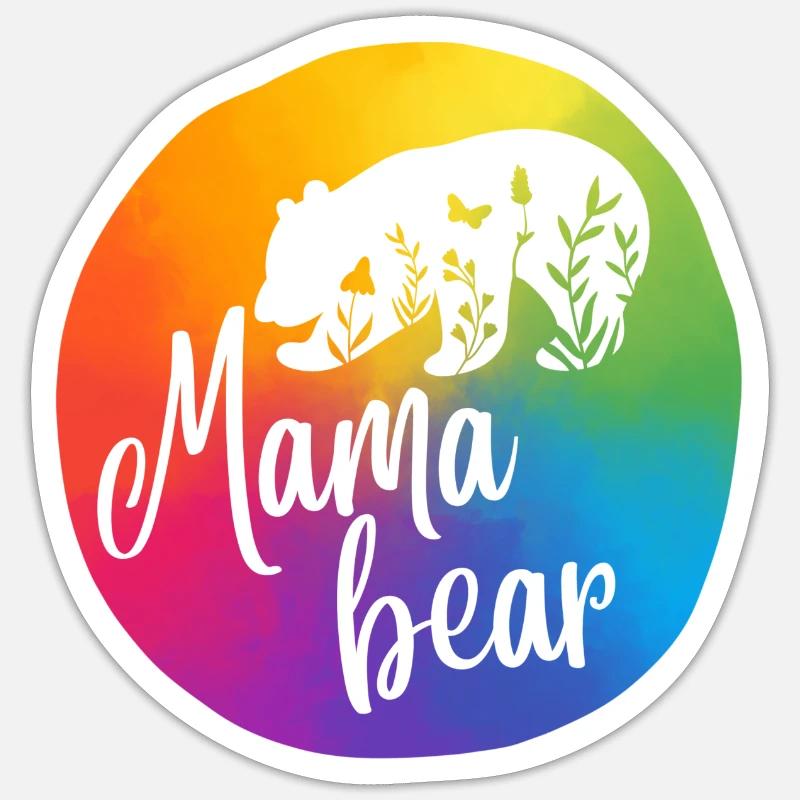 Mamabär, Regenbogen II - Sticker Größe S (10 x 10 cm) - Mattweiß