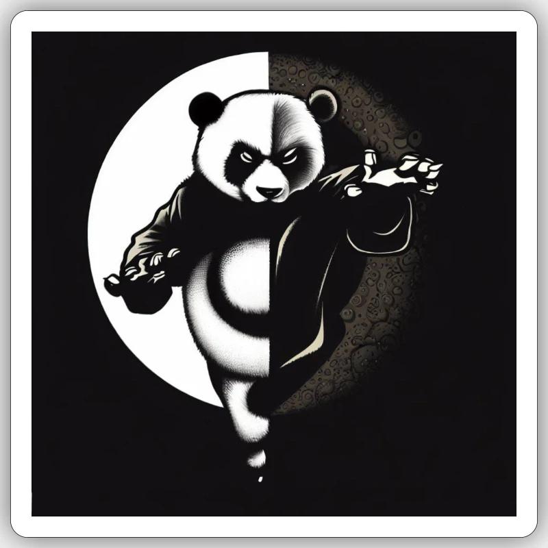 Kung Fu Ying Yang Panda - Sticker taille S (10 x 10 cm) - blanc mat