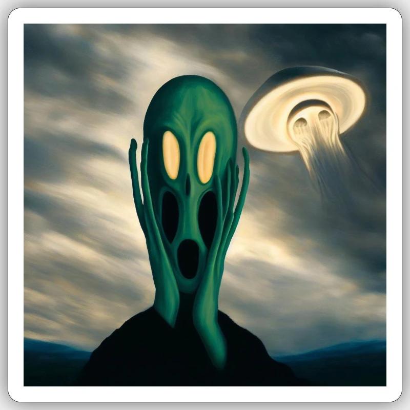 Cri extraterrestre - Sticker taille S (10 x 10 cm) - blanc mat