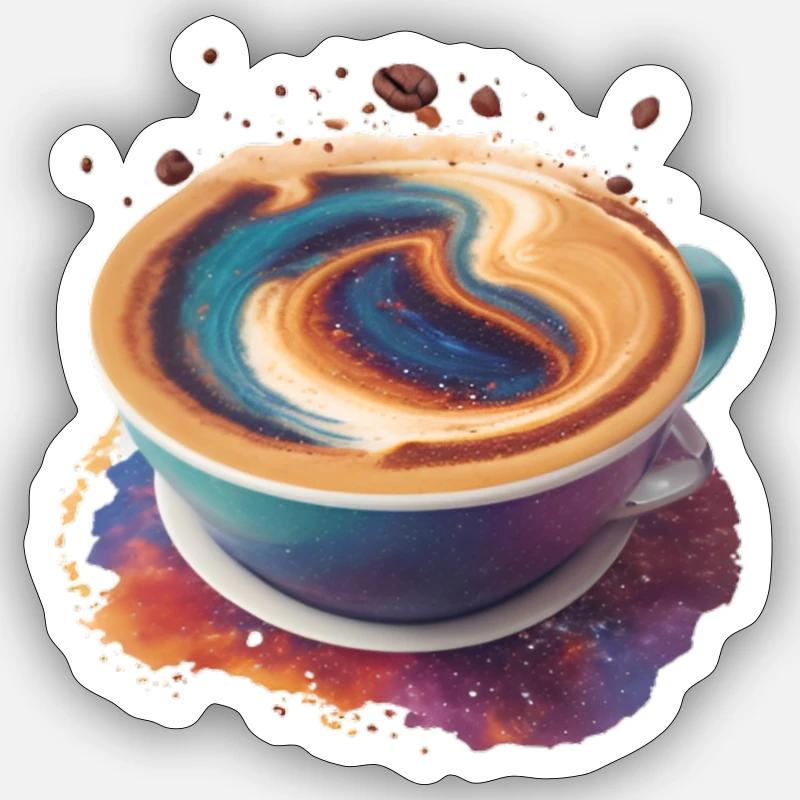 Space Galaxy Coffee - Sticker size S (10 x 10 cm) - white matte