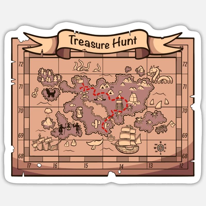 Treasure Map Sticker size S (10 x 10 cm)