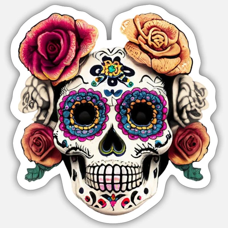 Dia de los Muertos - Sticker taille S (10 x 10 cm) - blanc mat
