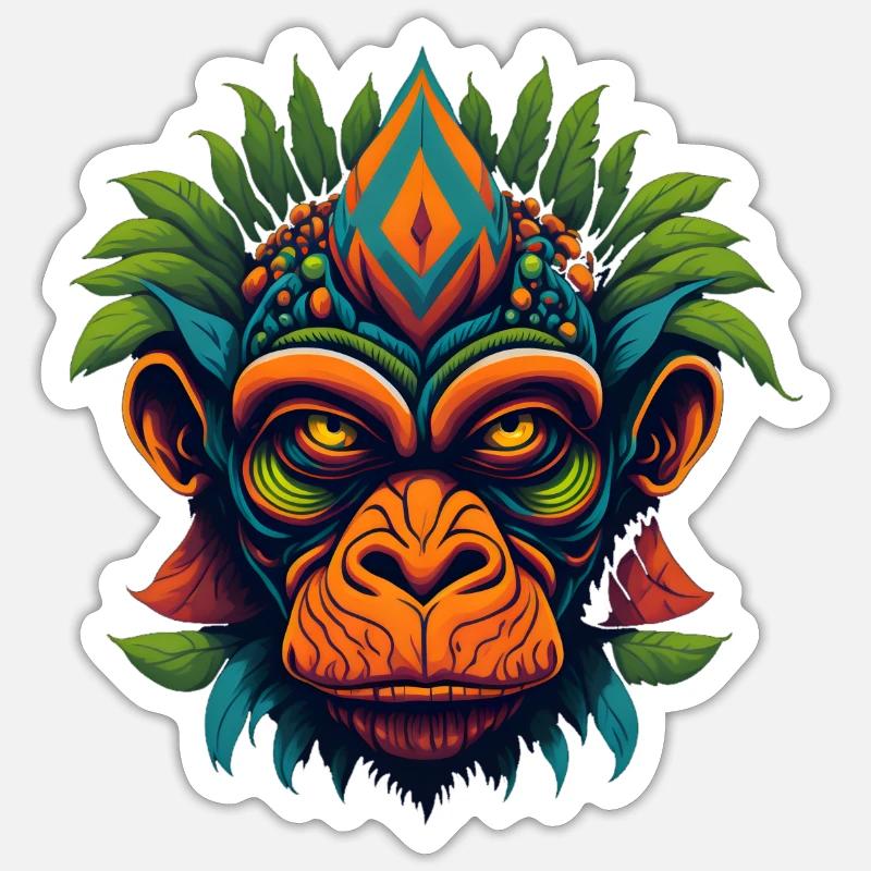 Trippy Monkey Primate Jungle - Sticker size S (10 x 10 cm) - white matte