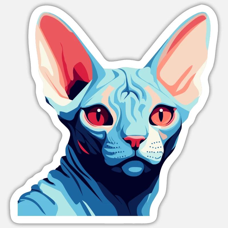 Blaue Katze - Sticker Größe S (10 x 10 cm) - Mattweiß