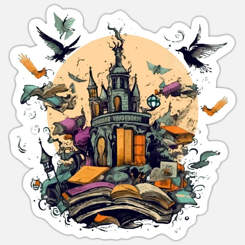 Maison hantée - Sticker taille S (10 x 10 cm) - blanc mat
