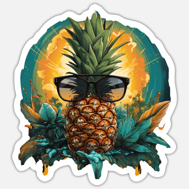 Ananas - Sticker taille S (10 x 10 cm) - blanc mat