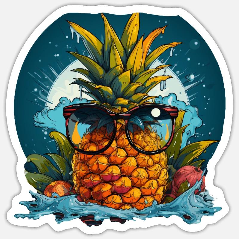 Ananas - Sticker taille S (10 x 10 cm) - blanc mat