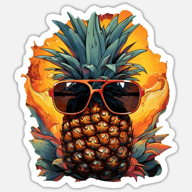 Ananas - Sticker taille S (10 x 10 cm) - blanc mat
