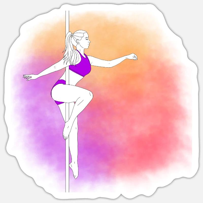 Pole Danse Néon Coucher de soleil - Sticker taille S (10 x 10 cm) - blanc mat
