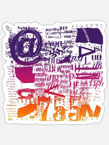 Zeitungsausschnitte Scrapbook Zeitschriften Alphabet Code - Sticker Größe S (10 x 10 cm) - Mattweiß