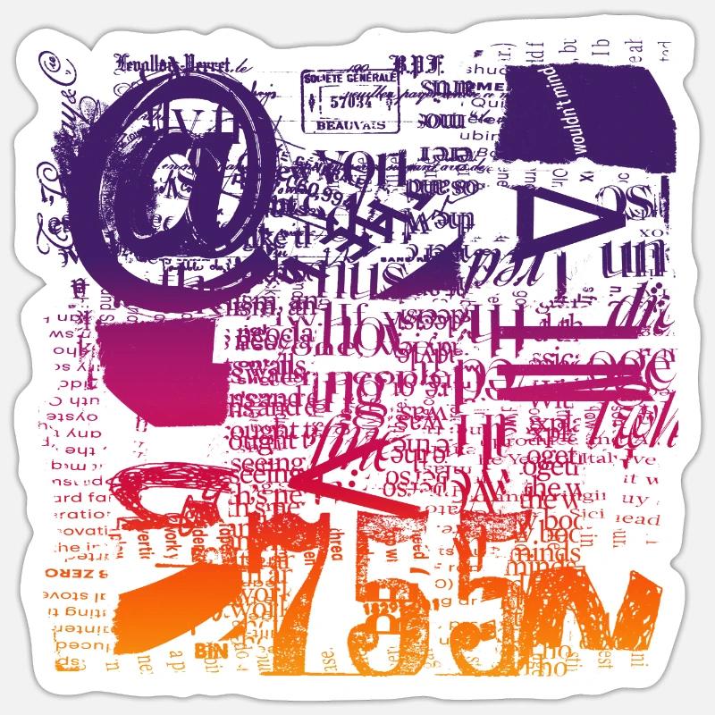 Zeitungsausschnitte Scrapbook Zeitschriften Alphabet Code - Sticker Größe S (10 x 10 cm) - Mattweiß