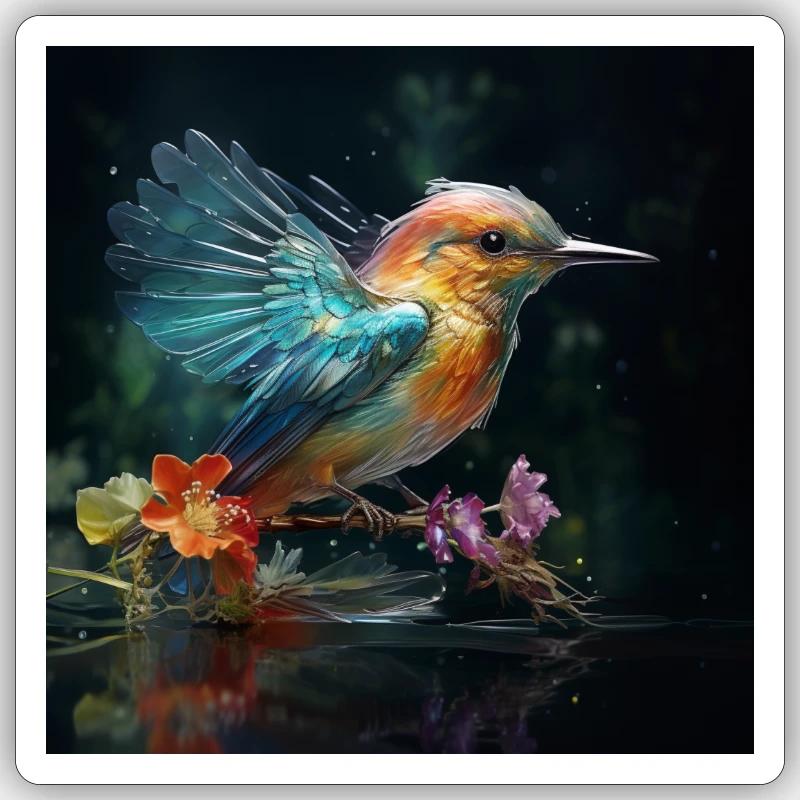 Oiseau mystique - Sticker taille S (10 x 10 cm) - blanc mat