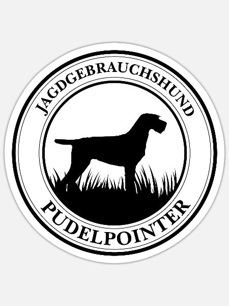 Pudelpointer Jagdgebrauchshund Hunde Wilsigns - Sticker Größe S (10 x 10 cm) - Mattweiß