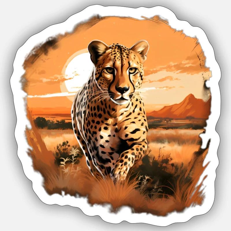 beau guépard courant - Sticker taille S (10 x 10 cm) - blanc mat