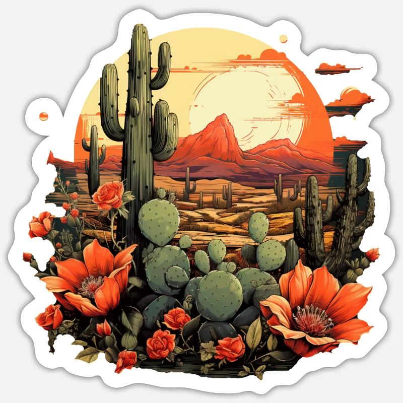Cactus - Sticker taille S (10 x 10 cm) - blanc mat