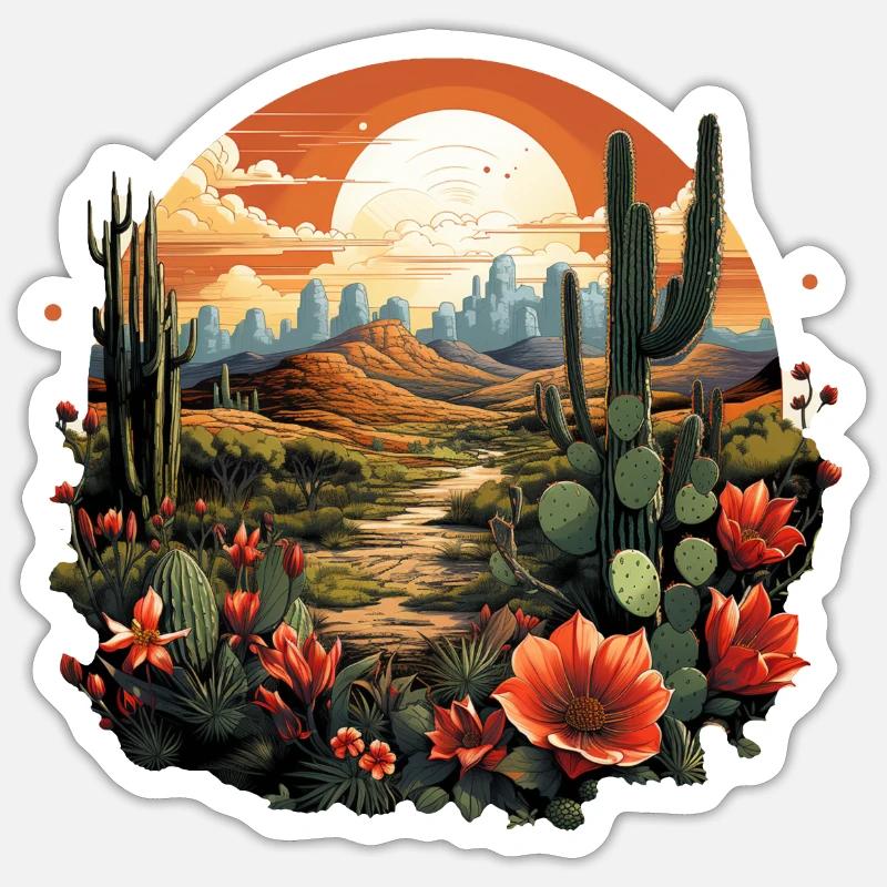 Cactus - Sticker taille S (10 x 10 cm) - blanc mat