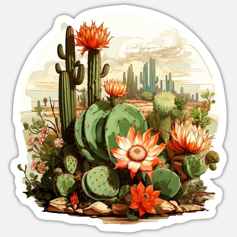 Cactus - Sticker taille S (10 x 10 cm) - blanc mat