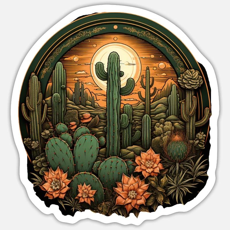 Cactus - Sticker taille S (10 x 10 cm) - blanc mat
