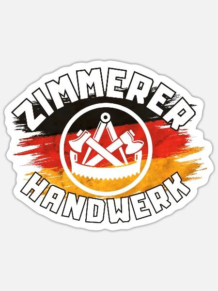 Zimmerer Handwerk - Sticker Größe S (10 x 10 cm) - Mattweiß