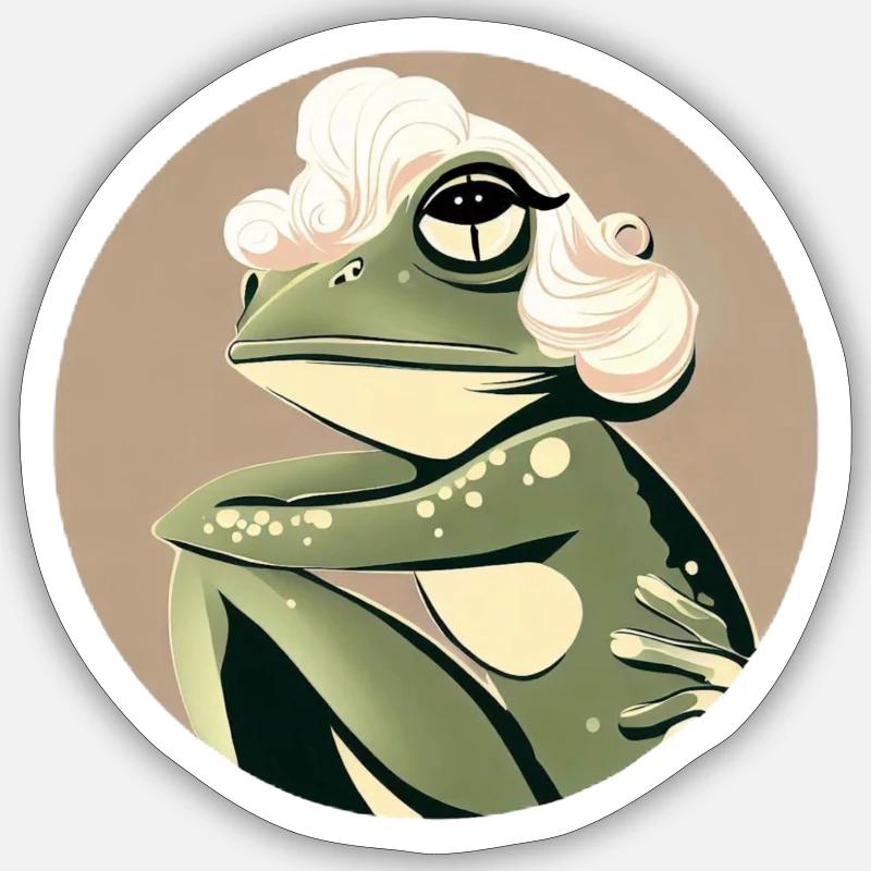 Monroe der Frosch - Sticker Größe S (10 x 10 cm) - Mattweiß