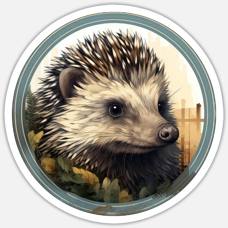 Hérisson - Sticker taille S (10 x 10 cm) - blanc mat