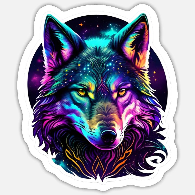 Psychedelic Wolf - Sticker size S (10 x 10 cm) - white matte