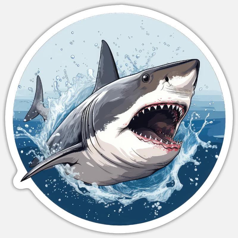 Hai - Sticker Größe S (10 x 10 cm) - Mattweiß