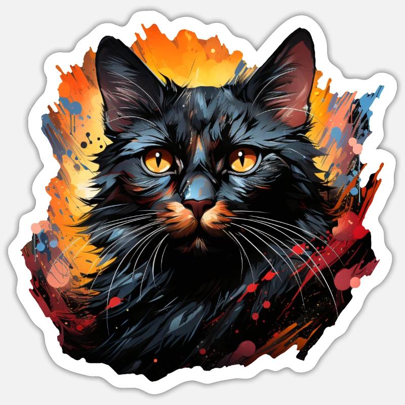 Chat - Sticker taille S (10 x 10 cm) - blanc mat