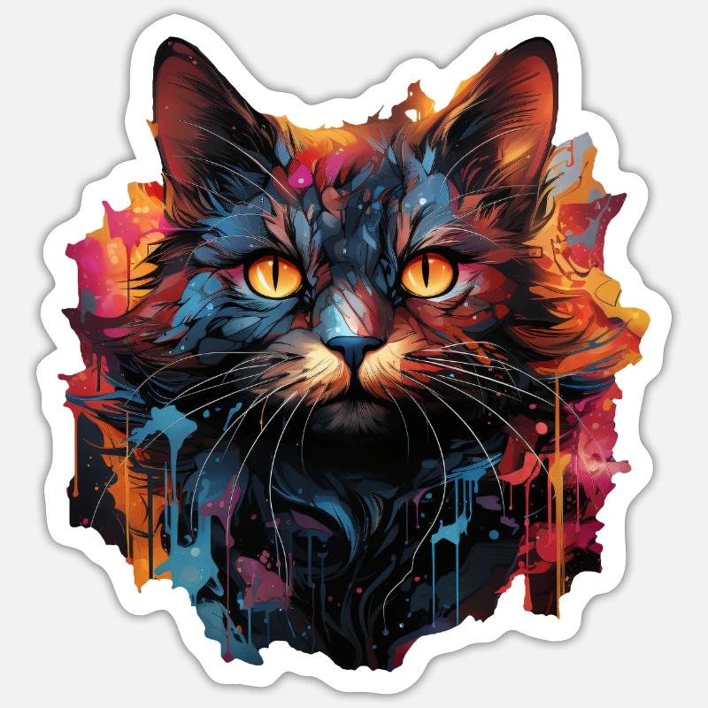 Chat - Sticker taille S (10 x 10 cm) - blanc mat