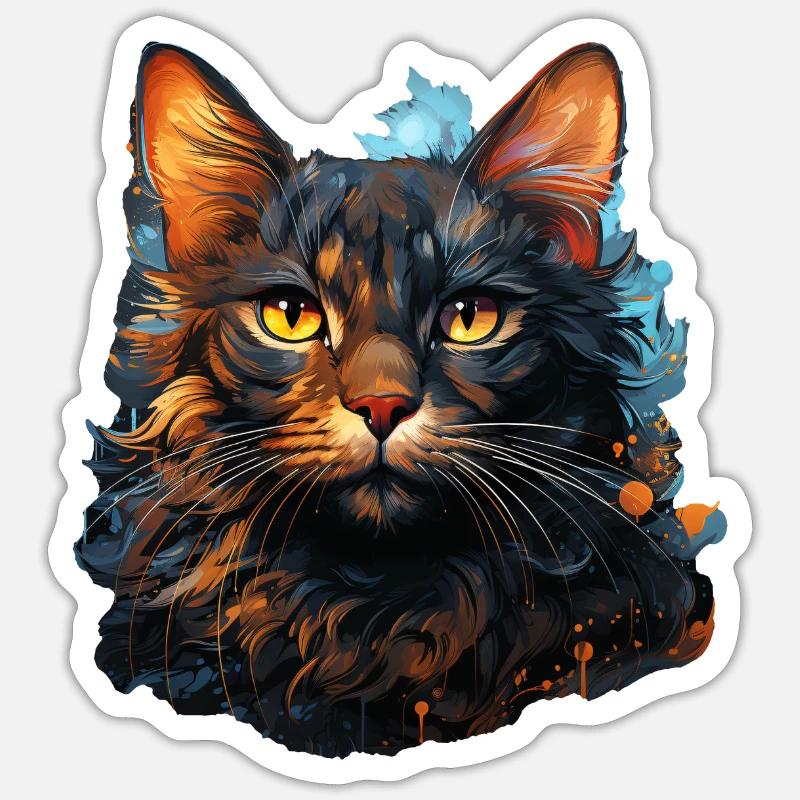 Chat - Sticker taille S (10 x 10 cm) - blanc mat