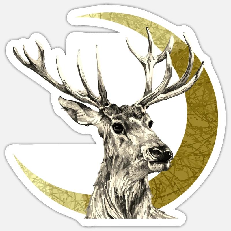 Cerf - Sticker taille S (10 x 10 cm) - blanc mat