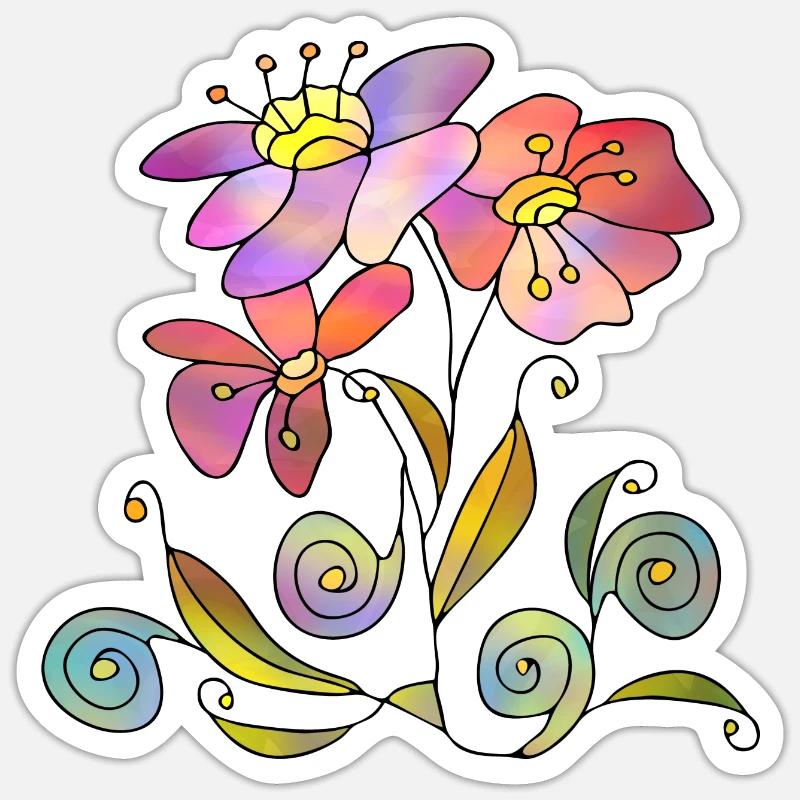 Blumen - Sticker Größe S (10 x 10 cm) - Mattweiß