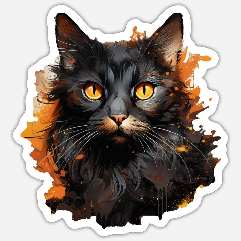 Chat - Sticker taille S (10 x 10 cm) - blanc mat