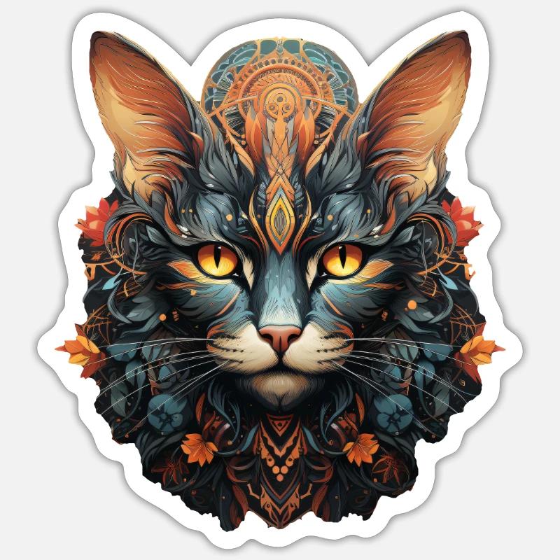 Chat - Sticker taille S (10 x 10 cm) - blanc mat