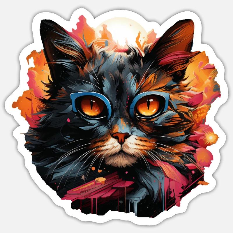 Chat - Sticker taille S (10 x 10 cm) - blanc mat