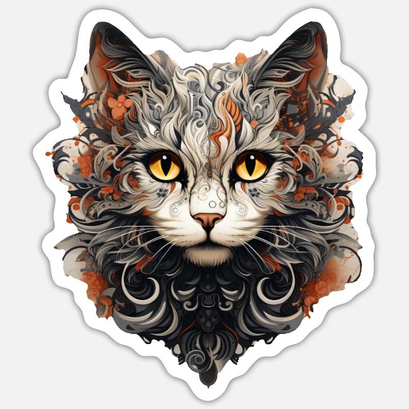 Katze - Sticker Größe S (10 x 10 cm) - Mattweiß