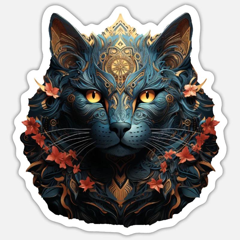 Chat - Sticker taille S (10 x 10 cm) - blanc mat