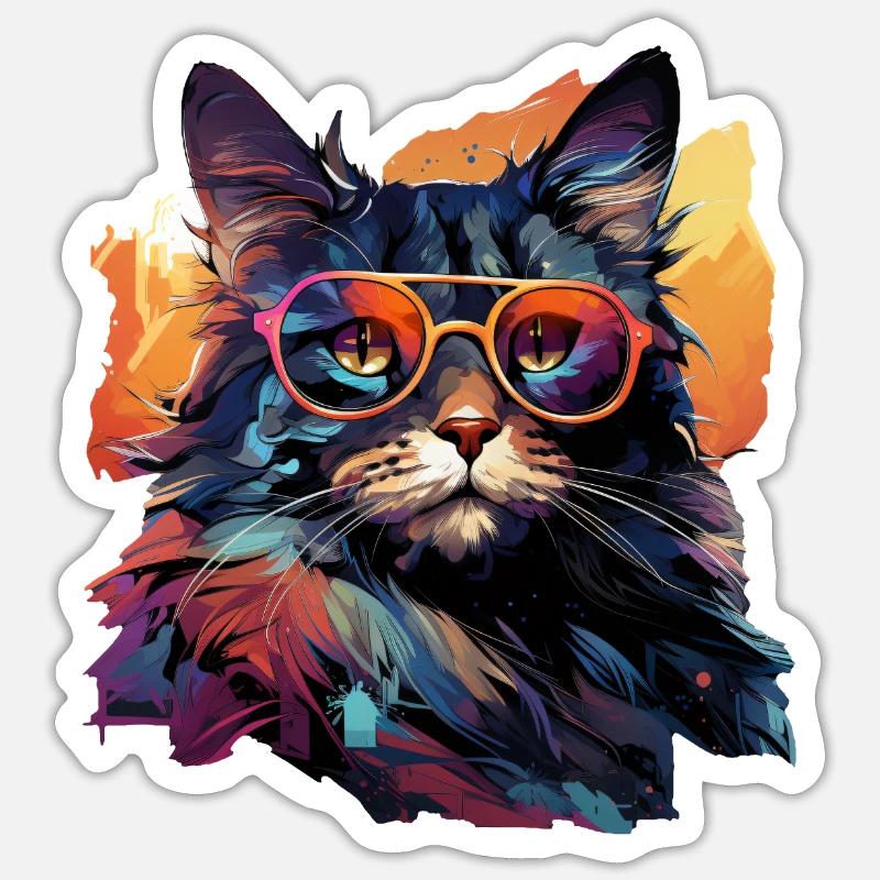 Cat - Sticker size S (10 x 10 cm) - white matte