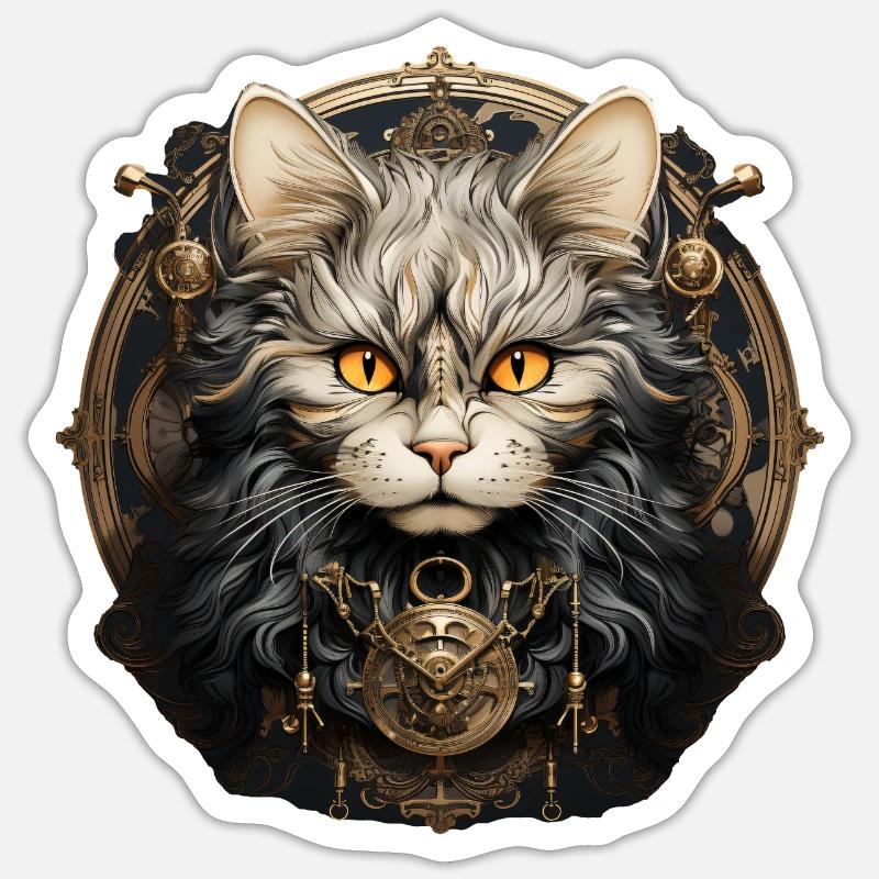Chat - Sticker taille S (10 x 10 cm) - blanc mat