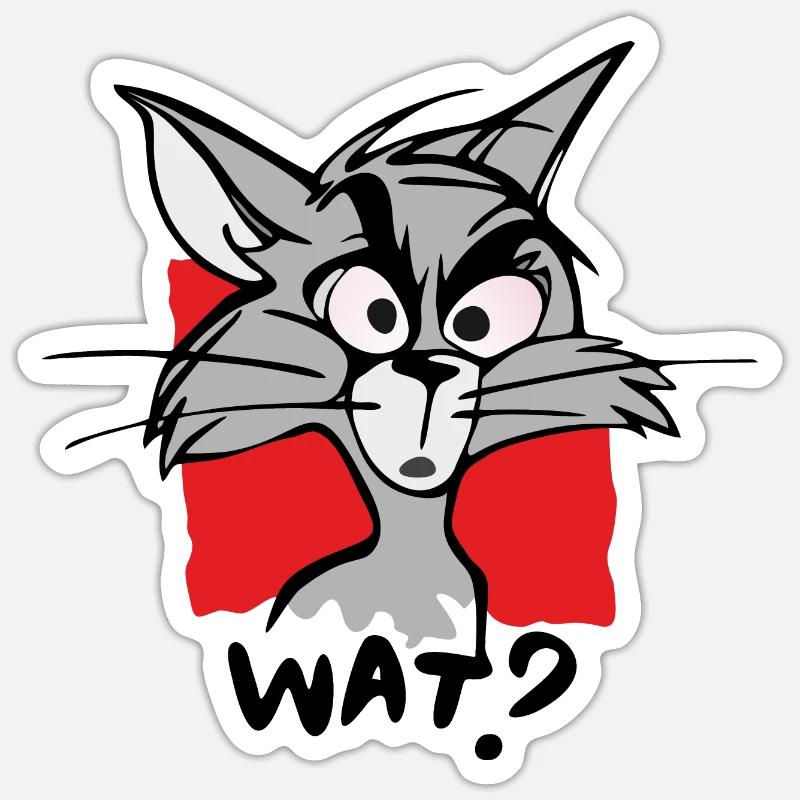 Chat QUOI? - Sticker taille S (10 x 10 cm) - blanc mat