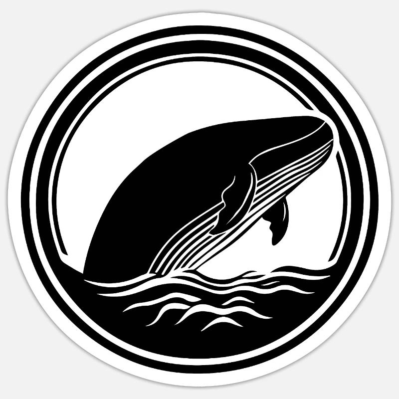 Baleine Poisson de mer - Sticker taille S (10 x 10 cm) - blanc mat