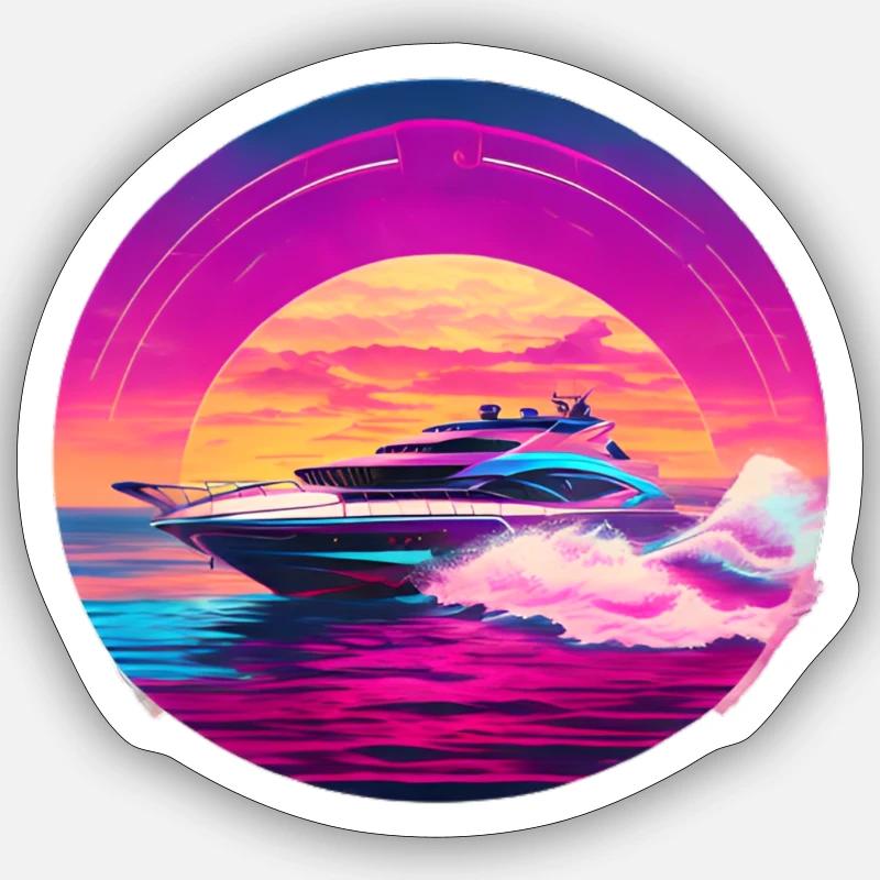 Wunderschönes Speedboot Design - Sticker Größe S (10 x 10 cm) - Mattweiß