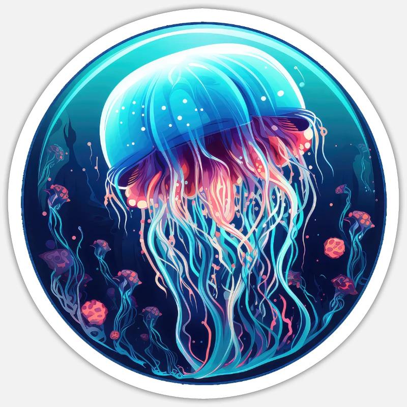 Méduse - Sticker taille S (10 x 10 cm) - blanc mat